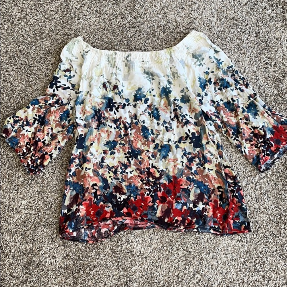 Off the shoulder floral pattern blouse